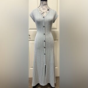 Caution To The Wind Blue and White Sleeveless Sheath Dress